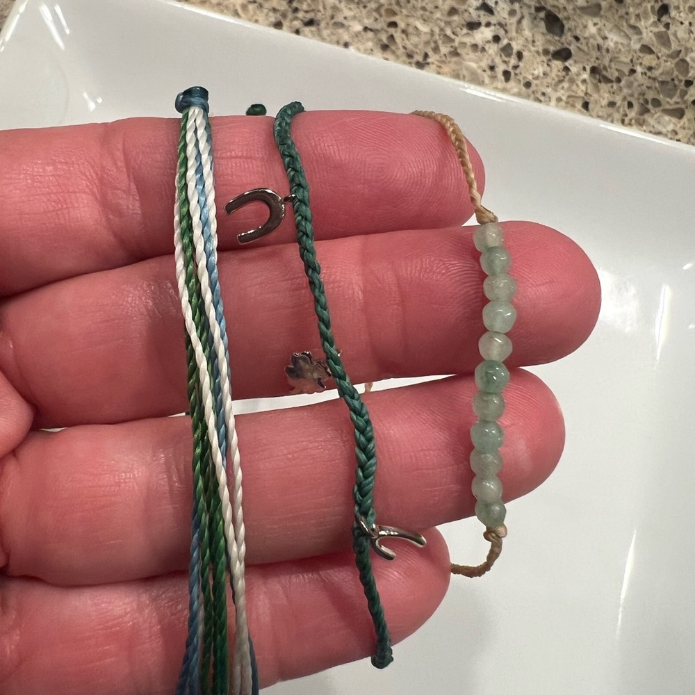 Pura Vida Green and Tan Bracelet Set